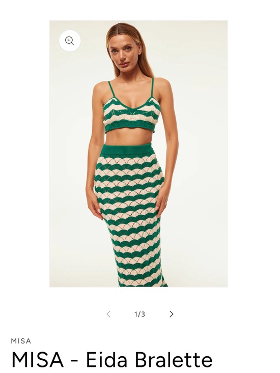 Misa Los Angeles Tops - Misa Los Angeles Green and Cream Striped Knit Eida NWT Bralette